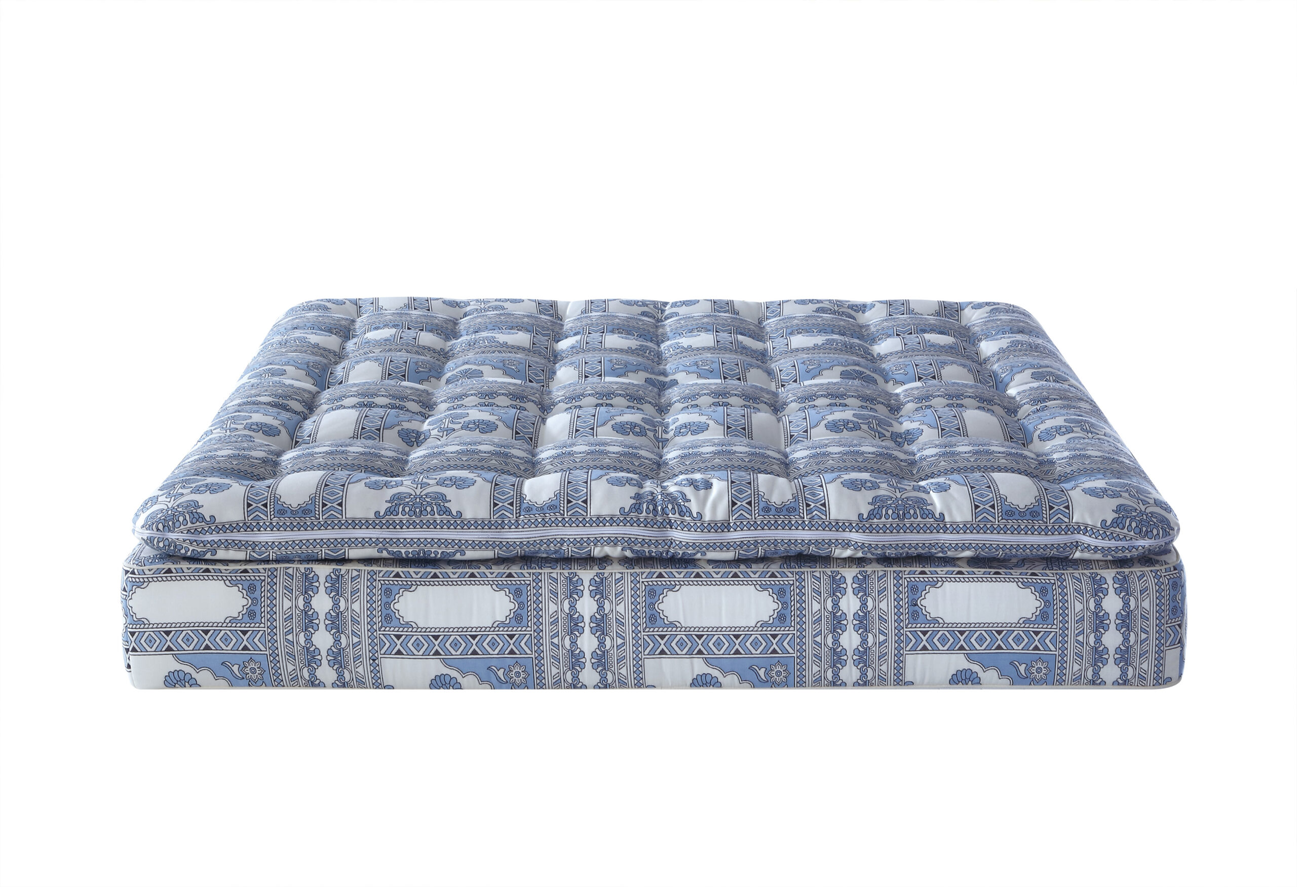 Blue and white porcelain Luxury Pillow Top Hybrid Mattress | Custom sizing