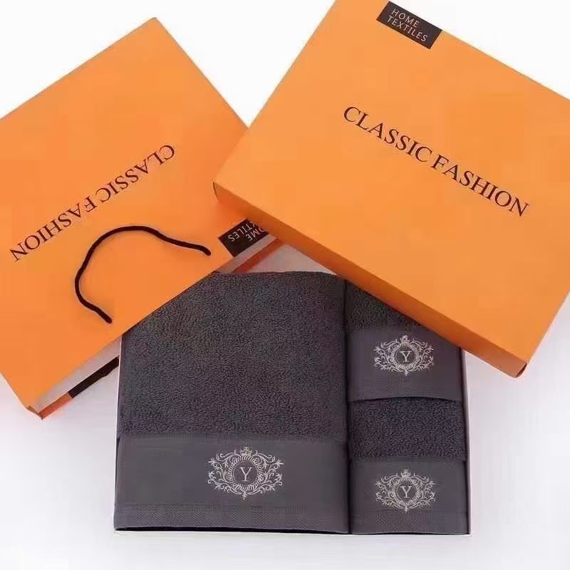 Luxury Hotel Towel Set | 100% Cotton Embroidered Towels | Gift Box Packed